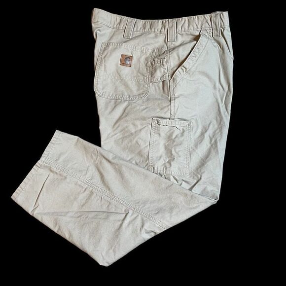 Carhartt Tan Carpenter Canvas Work Pants Jeans Size 40X30 B151 Hiking Painters - Picture 1 of 10
